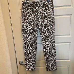 J. Crew womens Sz 4 Leopard Print High Rise Slim Fit Twill pants party